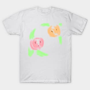 Orange pink watercolor floral art T-Shirt